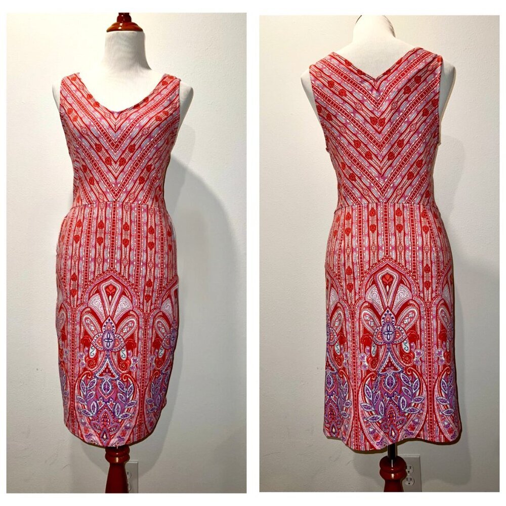 J McLaughlin sz M Catalina Cloth Pink Paisley Dress w Pockets